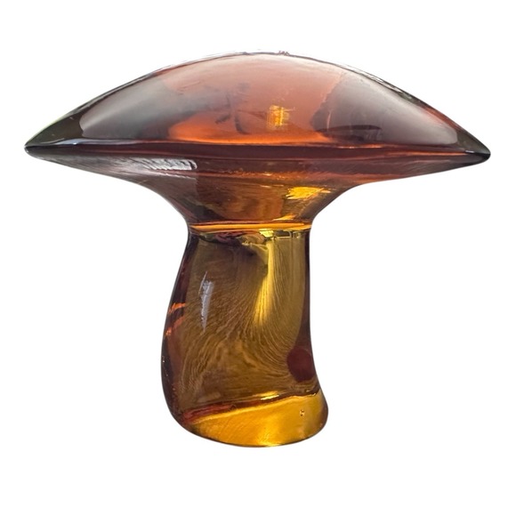 Vintage Viking Glass Small Mushroom Amber MCM Mid Century Cottagecore